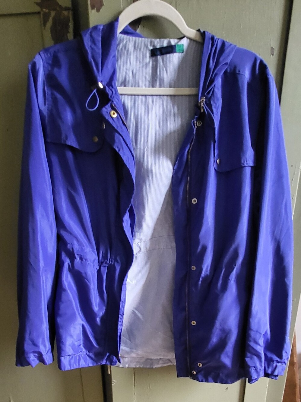 ava Royal Blue Hooded Anorak Utility Jacket Windbreaker - Women's Medium